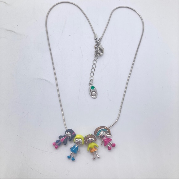 Girl Scout Brownie Friends Necklace Silver Tone 4 Pendants - Picture 2 of 4